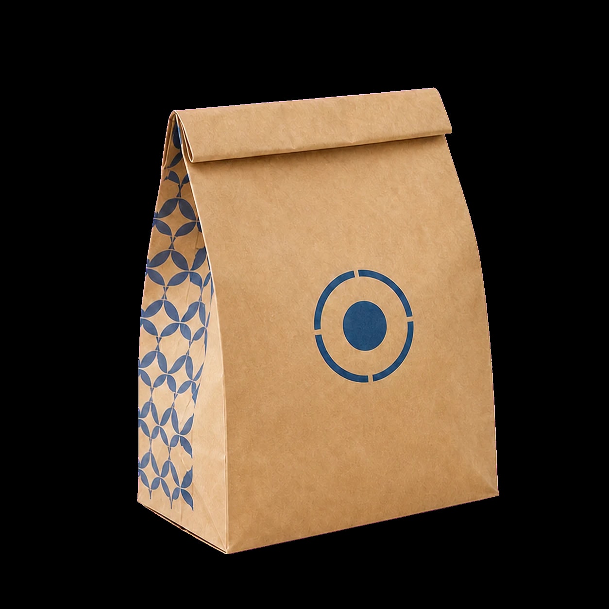 Saco kraft para delivery com acabamento personalizado azul