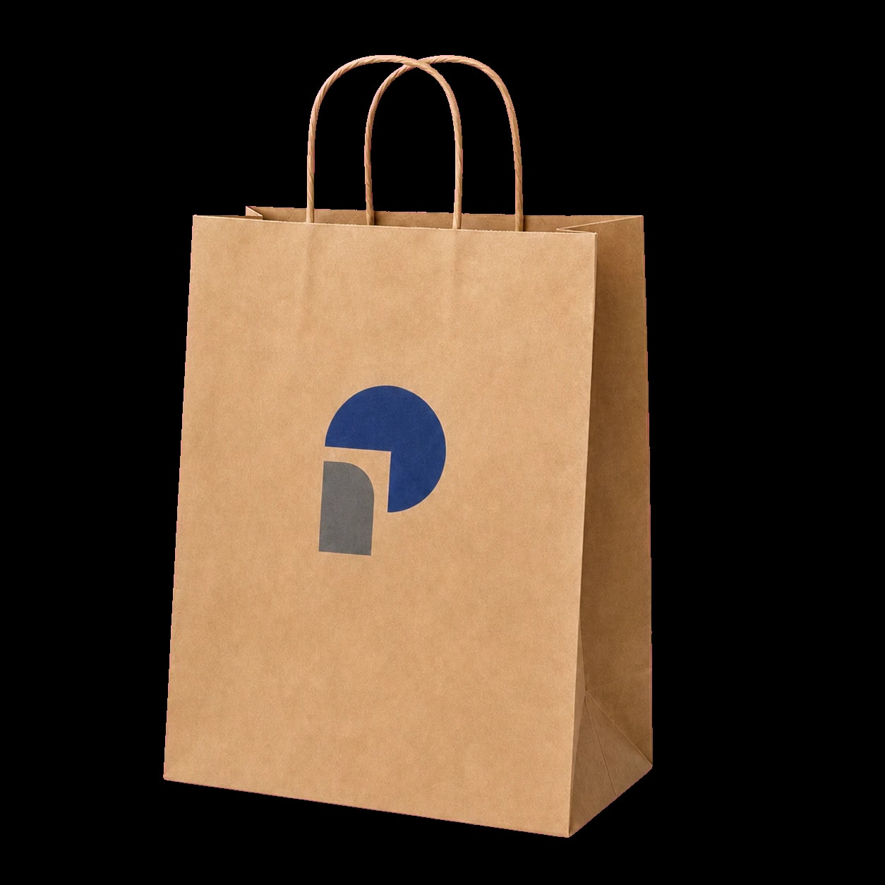 Sacola kraft personalizada com alça e marca aplicada